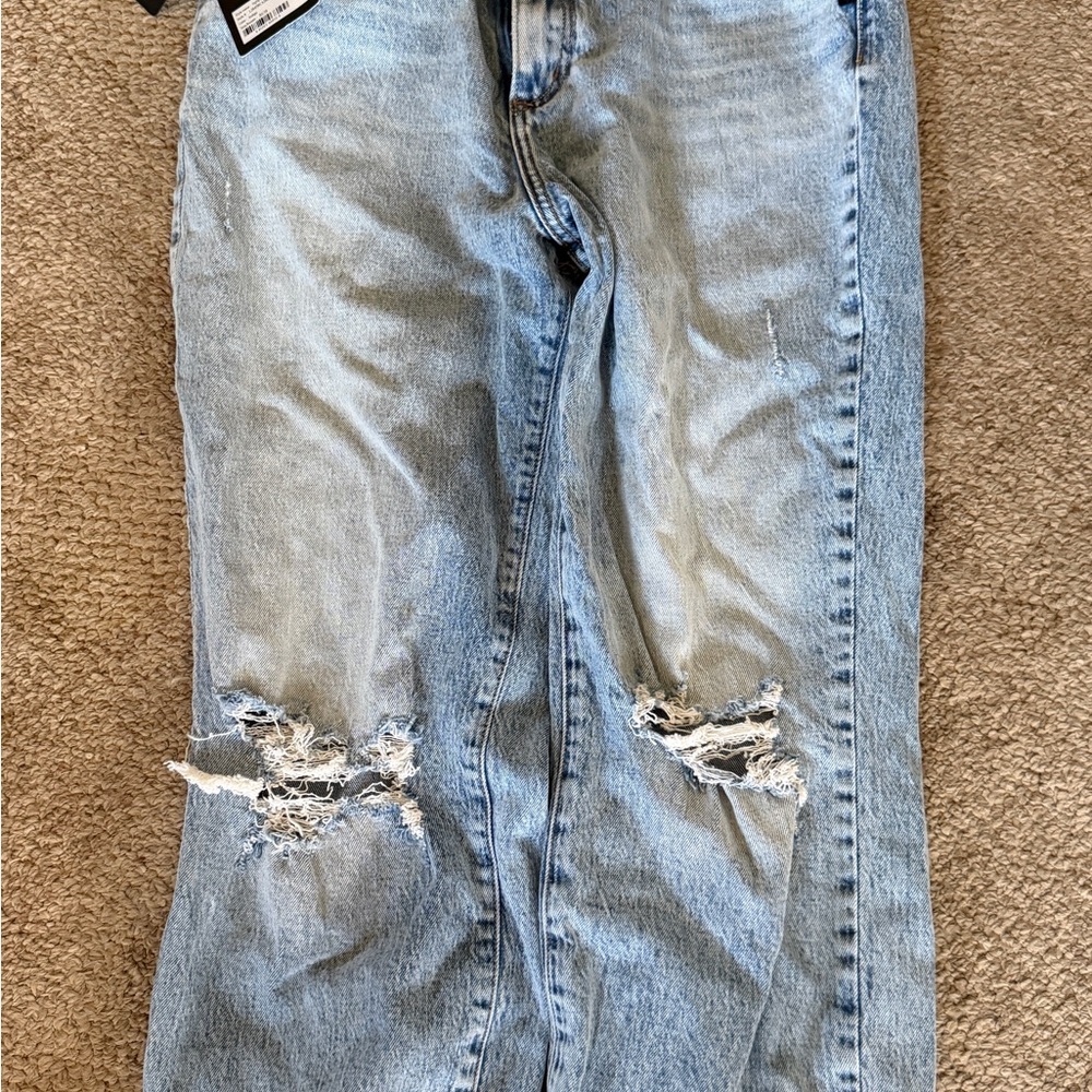 Silver Jeans Light Blue Straight Leg Distressed Jeans